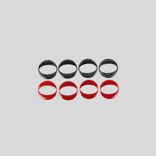 JDMuscle 22-25 WRX P&S Series Carbon Fiber Wheel Center Cap Covers 4 PC | Black Carbon Fiber/ Red Carbon Fiber