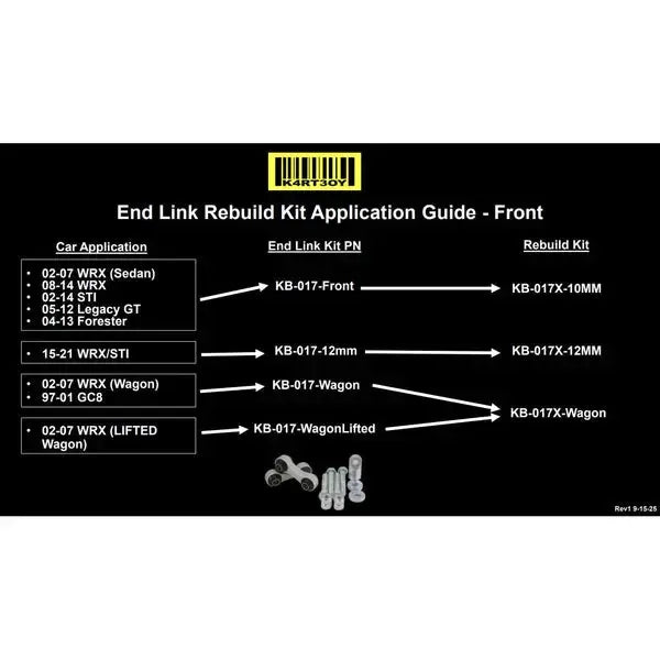 Kartboy Subaru Endlink Rebuild Kit 1 Subaru WRX Sedan 02-07 / WRX 08-14 / STI 04-14| KB-017X-10MM