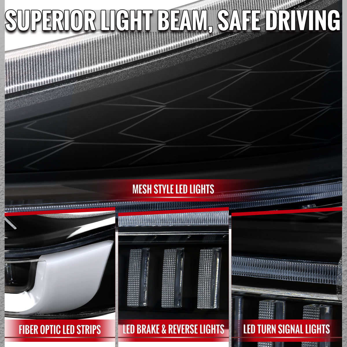 2015-2020 Toyota Sienna Full LED Tail Lights w/ Sequential Turn Signal and Startup Animation (Black Housing / Clear Lens)