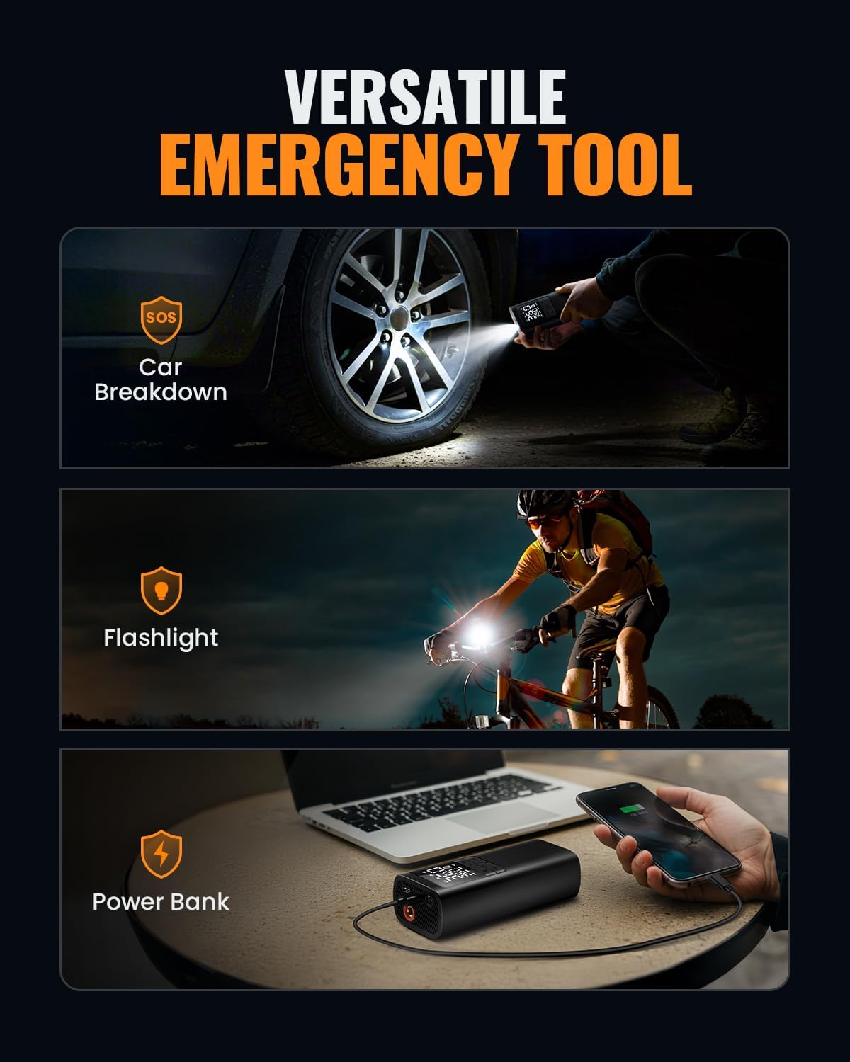 PLM Tire Inflator Portable Air Pump - 150PSI & 10000mAh