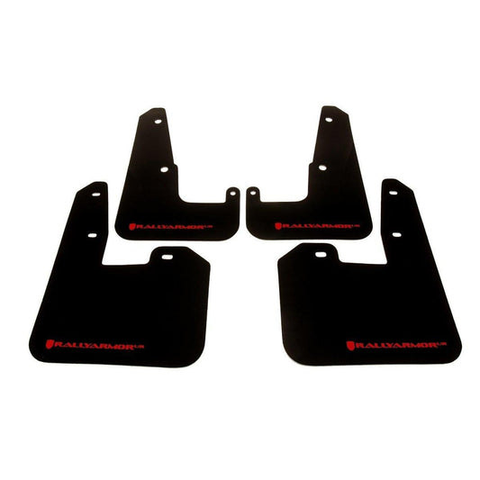 Rally Armor UR Black Mud Flaps w/ Red Logo V.2 Subaru STI 08-14 Hatchback / WRX 11-14 Hatchback | MF15-UR-BLK/RD