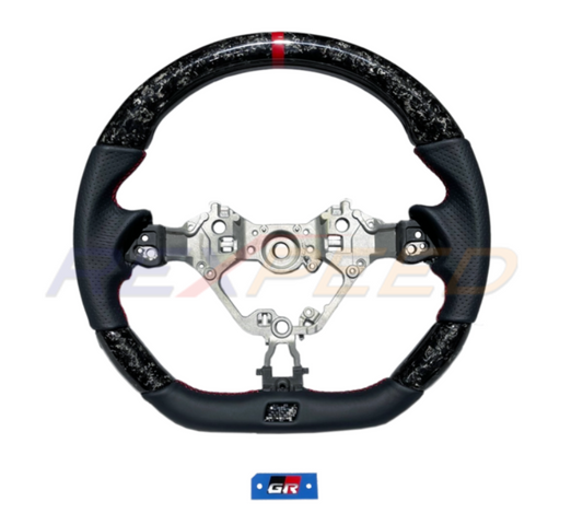 Rexpeed GR86 / BRZ 2022+ Forged Carbon Fiber Steering Wheel w/ BLACK Leather
