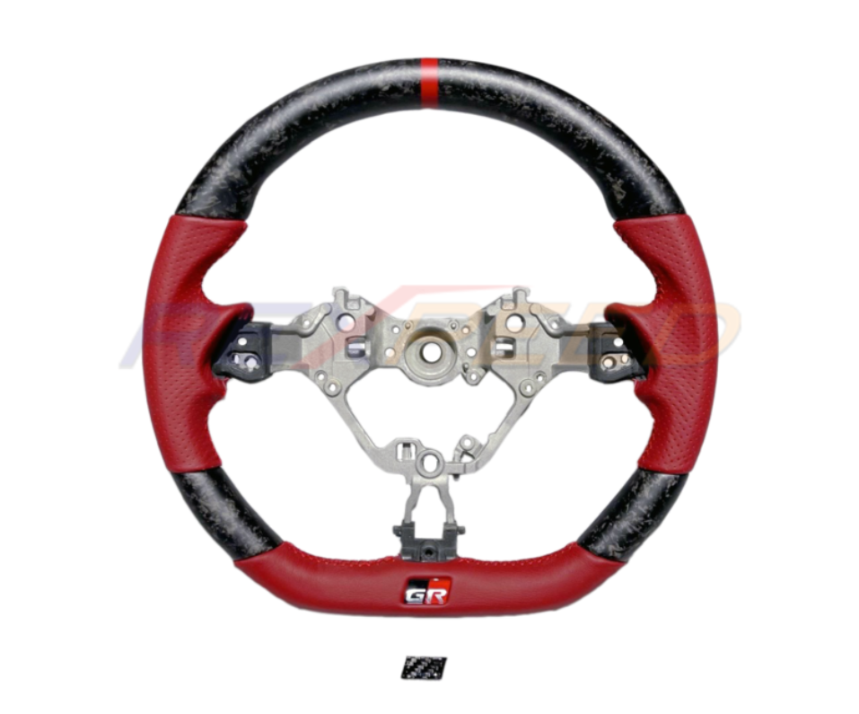 Rexpeed GR86 / BRZ 2022+ Forged Carbon Fiber Steering Wheel w/ RED Leather