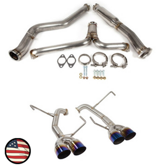 Nameless Catback Exhaust - 2011-2014 STi and WRX Sedan - Muffler Delete - 3.5" Single Wall Neochrome Tips