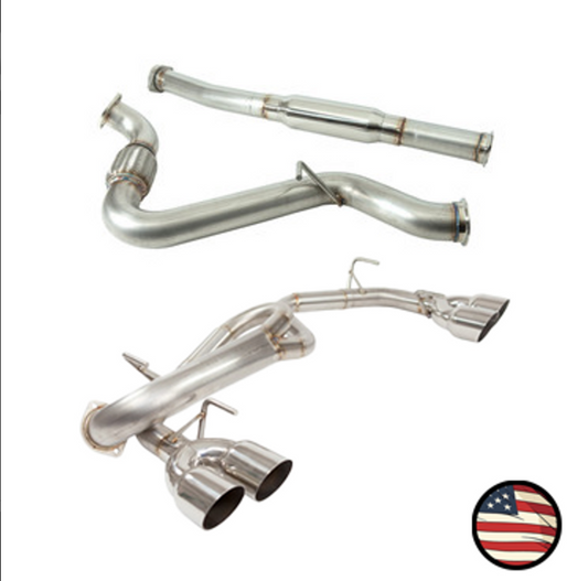 Nameless Catback Exhaust- 2008-2014 STi/2011-2014 WRX Hatchback - Muffler Delete - 3.5" Single Wall Tips