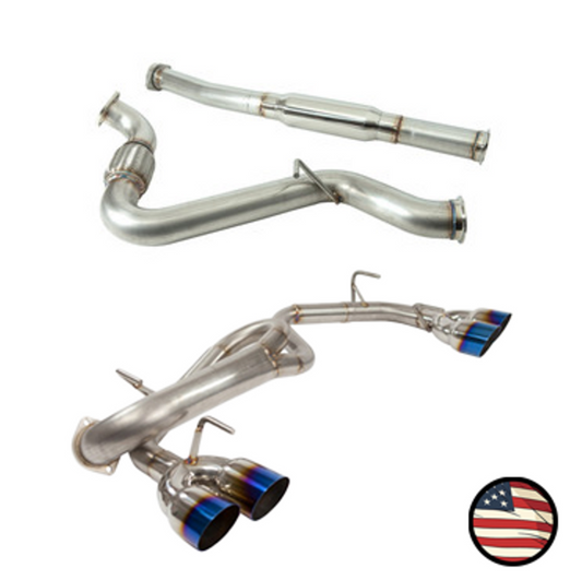 Nameless Catback Exhaust- 2008-2014 STi/2011-2014 WRX Hatchback - Muffler Delete - 3.5" Neochrome Single Wall Tips