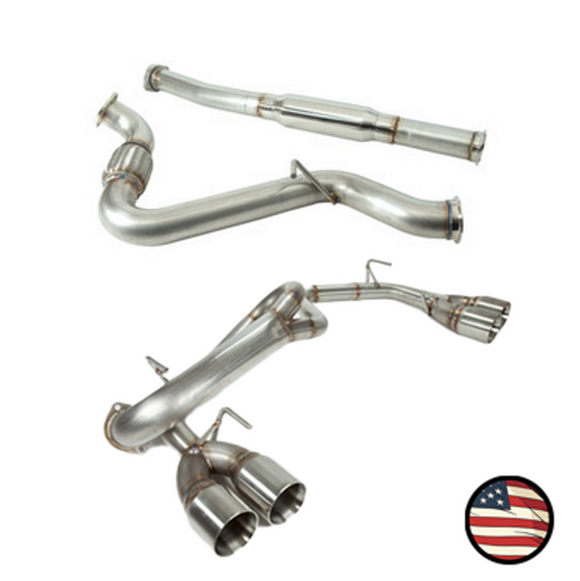Nameless Catback Exhaust- 2008-2014 STi/2011-2014 WRX Hatchback - Muffler Delete - 3.5" Double Wall Tips