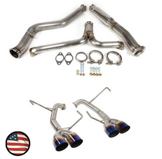 Nameless Catback Exhaust - 2019-2021 Subaru STi - Muffler Delete - 3.5" Single Wall Neochrome Tips
