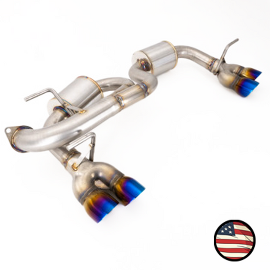 Nameless Axleback Exhaust - 2017-23 Impreza Wagon - 5" Muffler - Quad Exit - 3" Double Wall Neochrome Tips