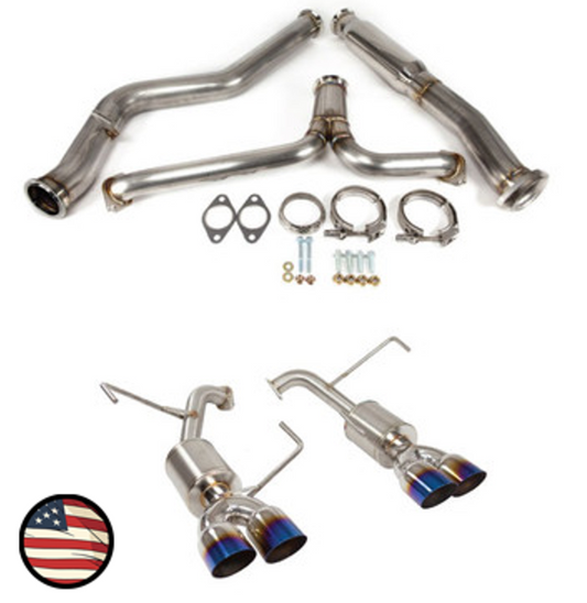 Nameless Catback Exhaust - 2011-2014 STi and WRX Sedan - 5" Muffler - 3.5" Single Wall Neochrome Tips