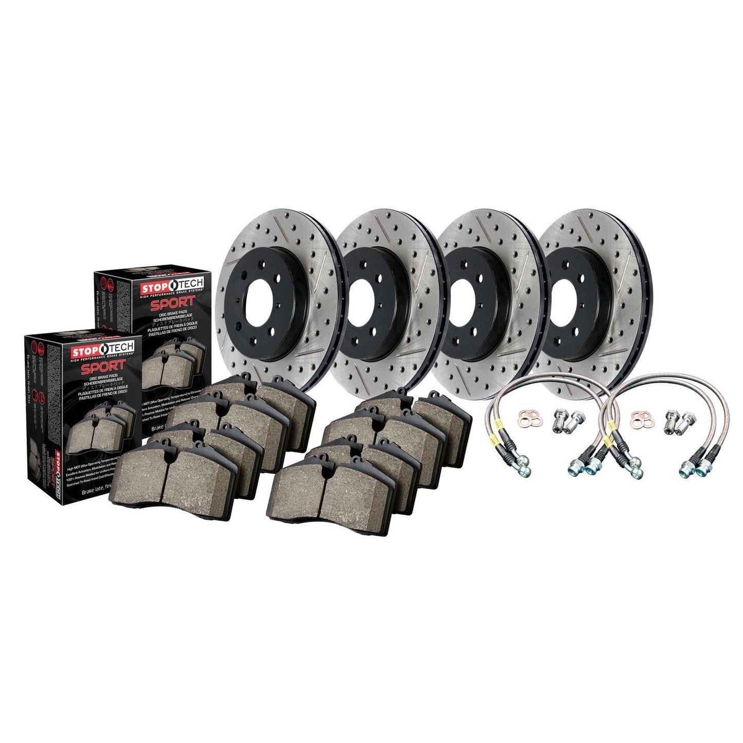 StopTech Sport Axle Pack Drilled/Slotted Front and Rear Brake Kit Subaru WRX 2002 | 978.47000