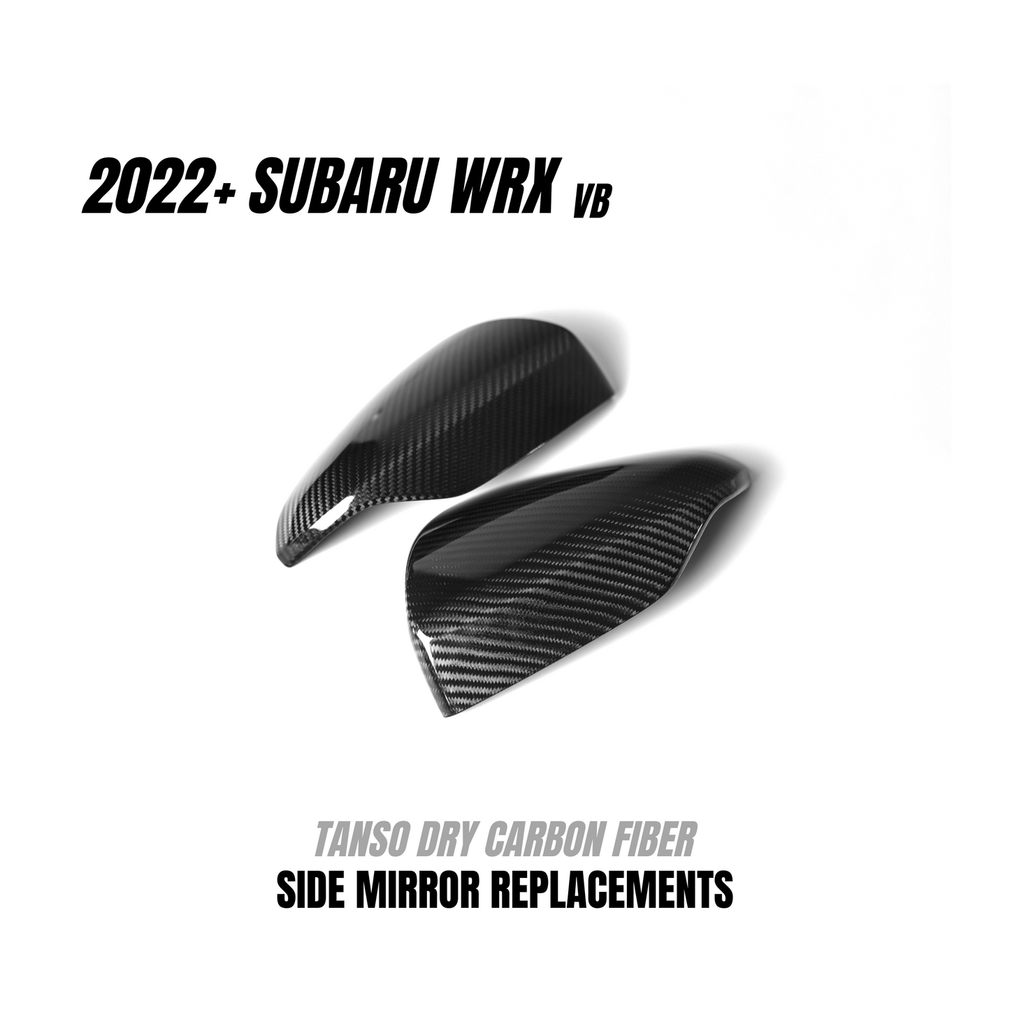 JDMuscle 22-25 WRX Tanso Dry Carbon Fiber Side Mirror Replacements w/ Gloss Finish