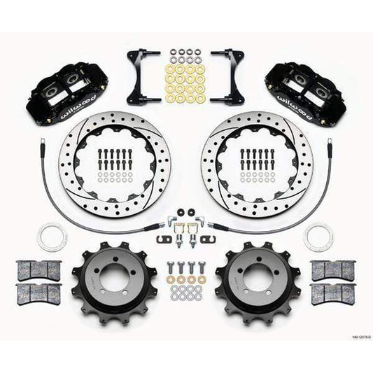 Wilwood FNSL4R Black Rear Slotted & Drilled Big Brake Kit 2002-2005 Subaru WRX
