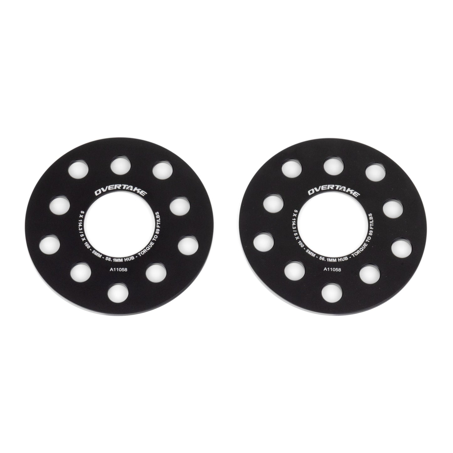 OVERTAKE Wheel Spacers - Pair - 5mm 5x114.3 / 5x100 - Subaru 2002-2026 WRX, 2004-2021 STI, and more
