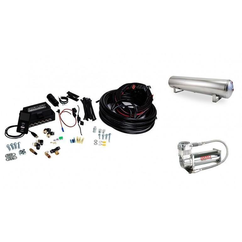 Air Lift Performance 3P Air Suspension 3/8 Air Line 4 Gal 5-Port Polished Aluminum Tank VIAIR 444C Comp - Universal-alf27787-27787-Air Suspension-Air Lift Performance-JDMuscle