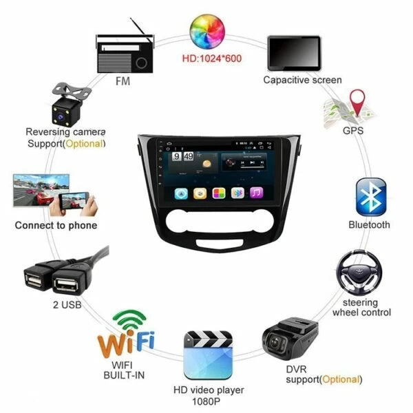 AuCAR Android Car DVD Player for Nissan Xtrail / Qashqai 2014-2018 Car GPS Multimedia system HD Bluetooth Radio WIFI 4G AUX touch screen