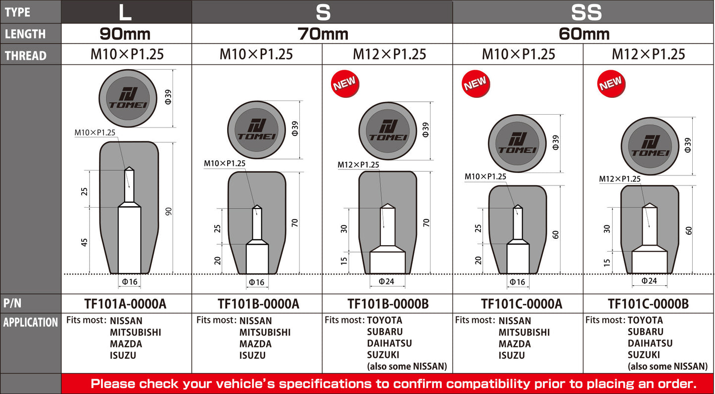 DURACON SHIFT KNOB TYPE-L 90mm M10-P1.25