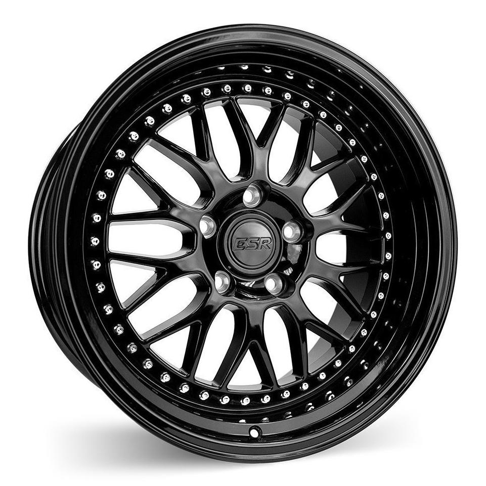 ESR Wheels SR01 Gloss Black w/ Chrome Rivets 19x8.5 | 5x114.3 (98551430 SR01GBLK)