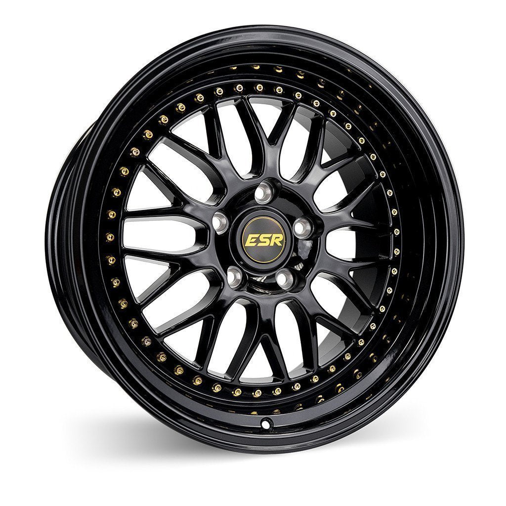 ESR Wheels SR01 Gloss Black w/ Chrome Rivets 18x8.5 | 5x120 (88552030 SR01GBLK)