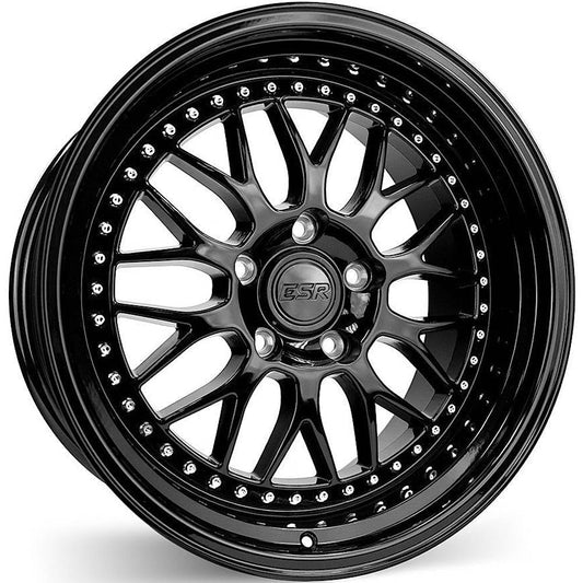 ESR Wheels SR01 Gloss Black w/ Chrome Rivets 18x9.5 | 5x120 (89551415 SR01GBLK 5X120)