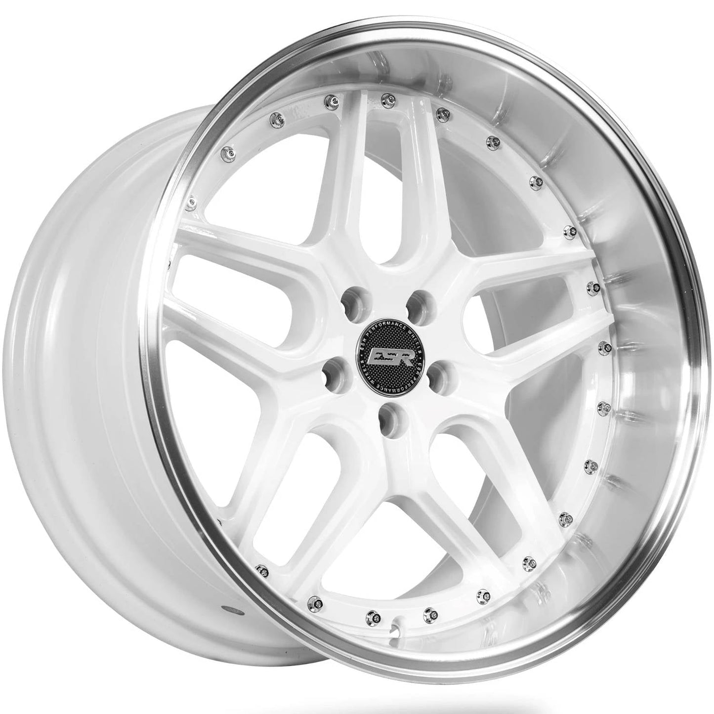 ESR Wheels CS15 Gloss White w/ Machined Lip 19x8.5 | 5x115 (98551430 CS15WHT-ML 5X115)