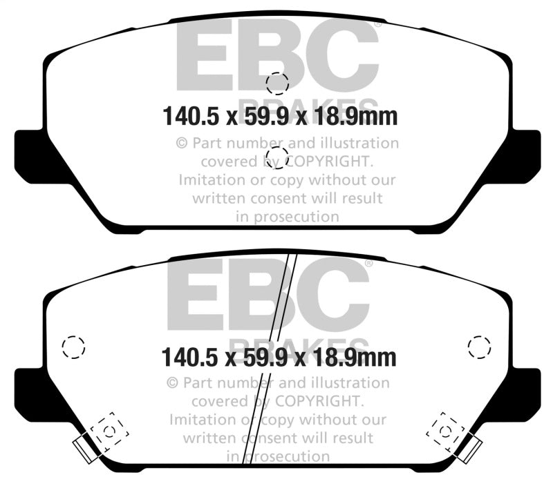 EBC Ultimax Front Brake Pads - 2022-2026 Hyundai Elantra N / 2019-2022 Hyundai Veloster N (2nd Gen)