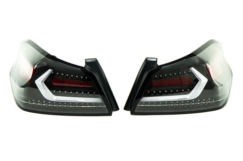 OLM Evolution Tail Lights (Clear Lens, Black Base, White Bar) - 2015-2021 WRX / STI