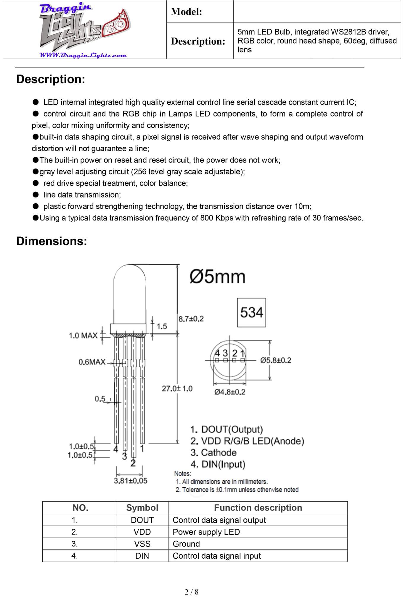 Flow Series RGB 5mm leds - WS2812b RGB