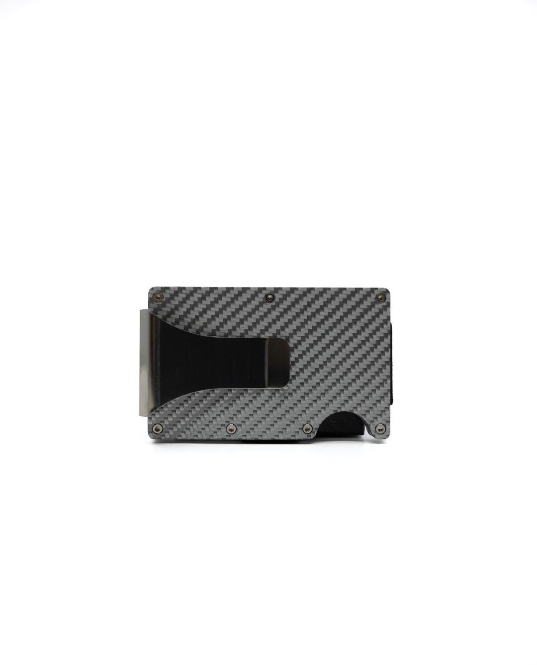 Silver Carbon Fiber Card Wallet With Money Clip